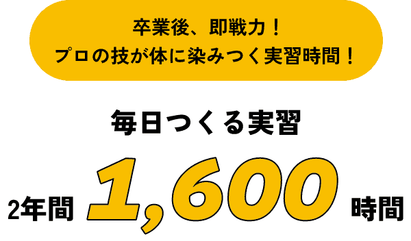 卒業後、即戦力！プロの技が体に染みつく実習時間！ - 毎日つくる実習2年間1,600時間
