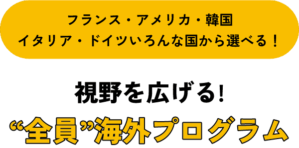 フランス・アメリカ・韓国・イタリア・ドイツいろんな国から選べる！ - 視野を広げる！「全員」海外プログラム
